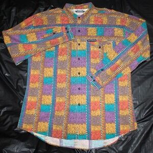 Rocky Mountain Mens Long Sleeve Button Front‎ Shirt Size Large Made in USA
